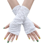 Maxbell Gothic Fingerless Long Gloves for Women Halloween Gloves Ripped Gloves