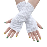 Maxbell Gothic Fingerless Long Gloves for Women Halloween Gloves Ripped Gloves