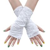 Maxbell Gothic Fingerless Long Gloves for Women Halloween Gloves Ripped Gloves