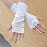 Maxbell Gothic Fingerless Long Gloves for Women Halloween Gloves Ripped Gloves