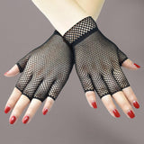 Maxbell Black Fish Net Gloves for Adults Cosplay Gloves Night Club Party Supplies