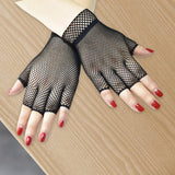 Maxbell Black Fish Net Gloves for Adults Cosplay Gloves Night Club Party Supplies