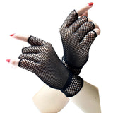 Maxbell Black Fish Net Gloves for Adults Cosplay Gloves Night Club Party Supplies