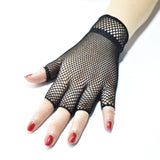 Maxbell Black Fish Net Gloves for Adults Cosplay Gloves Night Club Party Supplies