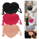 Maxbell Love Heart Shape Shoulder Bag Pure Color Glossy PU Leather for Ladies Girls Black