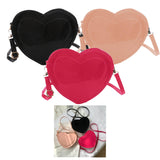 Maxbell Love Heart Shape Shoulder Bag Pure Color Glossy PU Leather for Ladies Girls Black