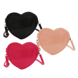 Maxbell Love Heart Shape Shoulder Bag Pure Color Glossy PU Leather for Ladies Girls Black