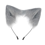 Maxbell 3x Plush Fox Ears and Tail Set Women Girls Headwear Neck Collar Choker Set gray