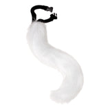 Maxbell 3x Plush Fox Ears and Tail Set Women Girls Headwear Neck Collar Choker Set white