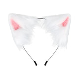 Maxbell 3x Plush Fox Ears and Tail Set Women Girls Headwear Neck Collar Choker Set white