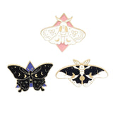 Maxbell 3 Pieces Butterfly Moth Enamel Pins Set Decoration DIY Steampunk for Jackets