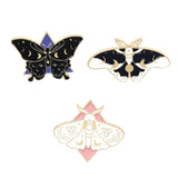 Maxbell 3 Pieces Butterfly Moth Enamel Pins Set Decoration DIY Steampunk for Jackets