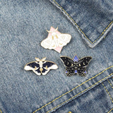 Maxbell 3 Pieces Butterfly Moth Enamel Pins Set Decoration DIY Steampunk for Jackets