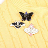 Maxbell 3 Pieces Butterfly Moth Enamel Pins Set Decoration DIY Steampunk for Jackets