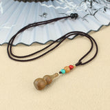 Maxbell Gourd Pendant Necklace Decor Ornament Adjustable Long Necklaces for Unisex Natural