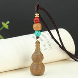 Maxbell Gourd Pendant Necklace Decor Ornament Adjustable Long Necklaces for Unisex Natural