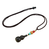Maxbell Gourd Pendant Necklace Decor Ornament Adjustable Long Necklaces for Unisex Black