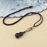 Maxbell Gourd Pendant Necklace Decor Ornament Adjustable Long Necklaces for Unisex Black