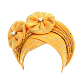 Maxbell African Turban for Womens Head Wrap Muslim Head Scarf Beanie Girls Yellow