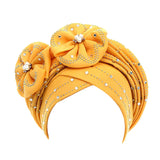 Maxbell African Turban for Womens Head Wrap Muslim Head Scarf Beanie Girls Yellow