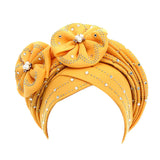 Maxbell African Turban for Womens Head Wrap Muslim Head Scarf Beanie Girls Yellow