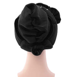 Maxbell African Turban for Womens Head Wrap Muslim Head Scarf Beanie Girls Black