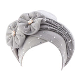 Maxbell African Turban for Womens Head Wrap Muslim Head Scarf Beanie Girls Gray
