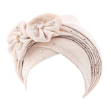 Maxbell African Turban for Womens Head Wrap Muslim Head Scarf Beanie Girls Beige