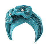 Maxbell African Turban for Womens Head Wrap Muslim Head Scarf Beanie Girls Light Blue