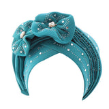 Maxbell African Turban for Womens Head Wrap Muslim Head Scarf Beanie Girls Light Blue