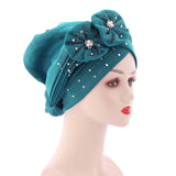 Maxbell African Turban for Womens Head Wrap Muslim Head Scarf Beanie Girls Light Blue