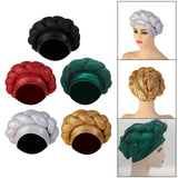 Maxbell African Turban Muslim Headscarf Headwear Hair Cover Twisted Head Turbans red