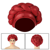 Maxbell African Turban Muslim Headscarf Headwear Hair Cover Twisted Head Turbans red