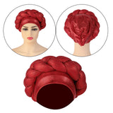 Maxbell African Turban Muslim Headscarf Headwear Hair Cover Twisted Head Turbans red