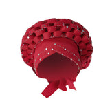 Maxbell African Turban Women Sequin Headwear Head Scarf Hair Cover Girls Headwrap Red
