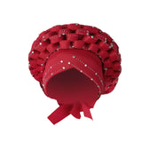Maxbell African Turban Women Sequin Headwear Head Scarf Hair Cover Girls Headwrap Red
