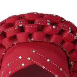 Maxbell African Turban Women Sequin Headwear Head Scarf Hair Cover Girls Headwrap Red