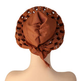 Maxbell African Turban Women Sequin Headwear Head Scarf Hair Cover Girls Headwrap Brown