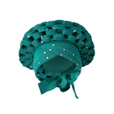 Maxbell African Turban Women Sequin Headwear Head Scarf Hair Cover Girls Headwrap Blue