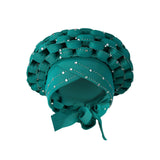 Maxbell African Turban Women Sequin Headwear Head Scarf Hair Cover Girls Headwrap Blue