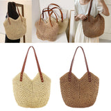 Maxbell Women Weaving Handbag Tote Bag Vacation Bohemian Party Casual Wallet Beige