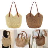 Maxbell Women Weaving Handbag Tote Bag Vacation Bohemian Party Casual Wallet Beige