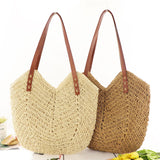 Maxbell Women Weaving Handbag Tote Bag Vacation Bohemian Party Casual Wallet Beige