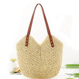 Maxbell Women Weaving Handbag Tote Bag Vacation Bohemian Party Casual Wallet Beige