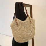 Maxbell Women Weaving Handbag Tote Bag Vacation Bohemian Party Casual Wallet Beige