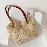 Maxbell Women Weaving Handbag Tote Bag Vacation Bohemian Party Casual Wallet Beige