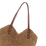 Maxbell Women Weaving Handbag Tote Bag Vacation Bohemian Party Casual Wallet Light Brown