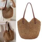 Maxbell Women Weaving Handbag Tote Bag Vacation Bohemian Party Casual Wallet Light Brown