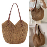 Maxbell Women Weaving Handbag Tote Bag Vacation Bohemian Party Casual Wallet Light Brown