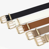 Maxbell Double Grommet Belt with Pin Buckle Leather Waist Strap Women Men Belt Black